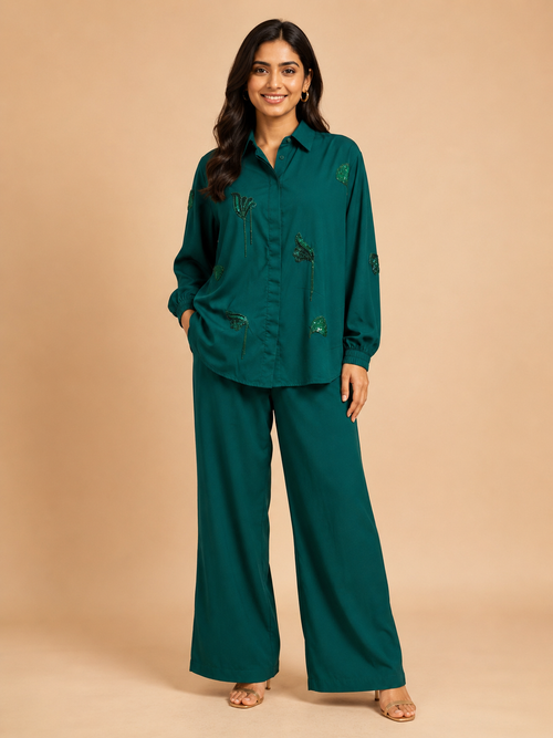 Emerald Green Embellished Co-ord Set