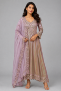 Pastel Lilac Embroidered Anarkali Set with Dupatta