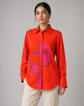 Red Abstract Appliqué Shirt